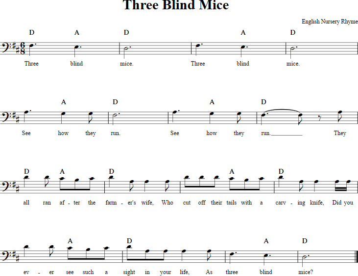 Three Blind Mice Cello Sheet Music