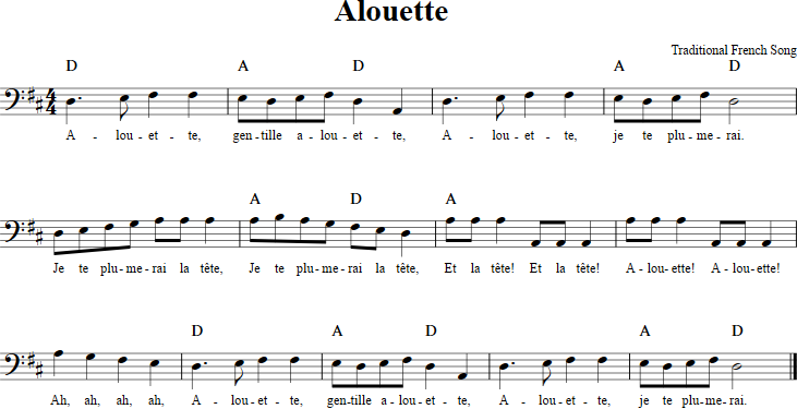 Alouette Cello Sheet Music