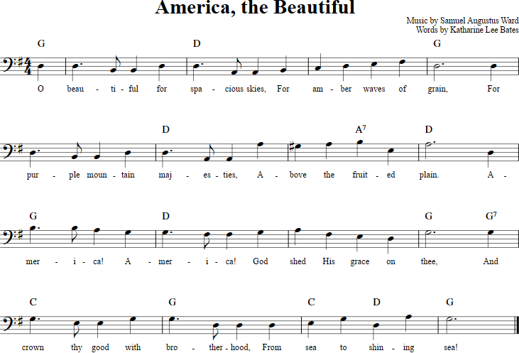 America, the Beautiful Cello Sheet Music