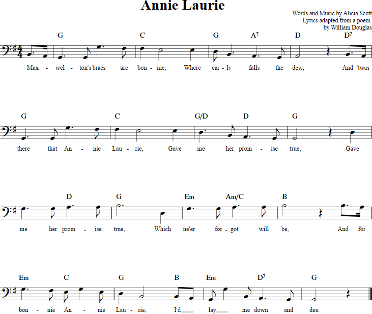 Annie Laurie Cello Sheet Music