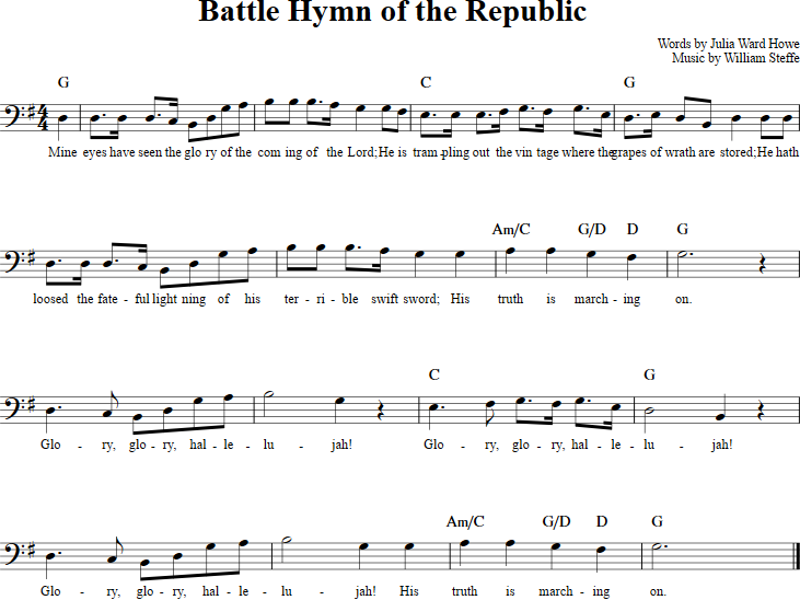 Battle Hymn of the Republic Cello Sheet Music