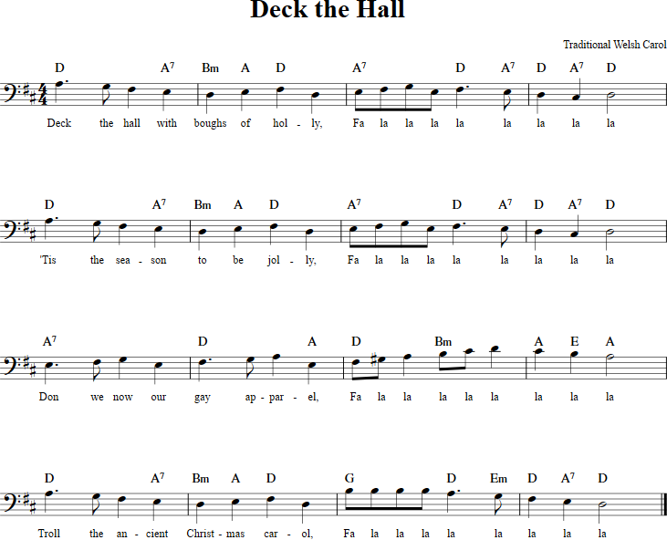 Deck the Hall Cello Sheet Music