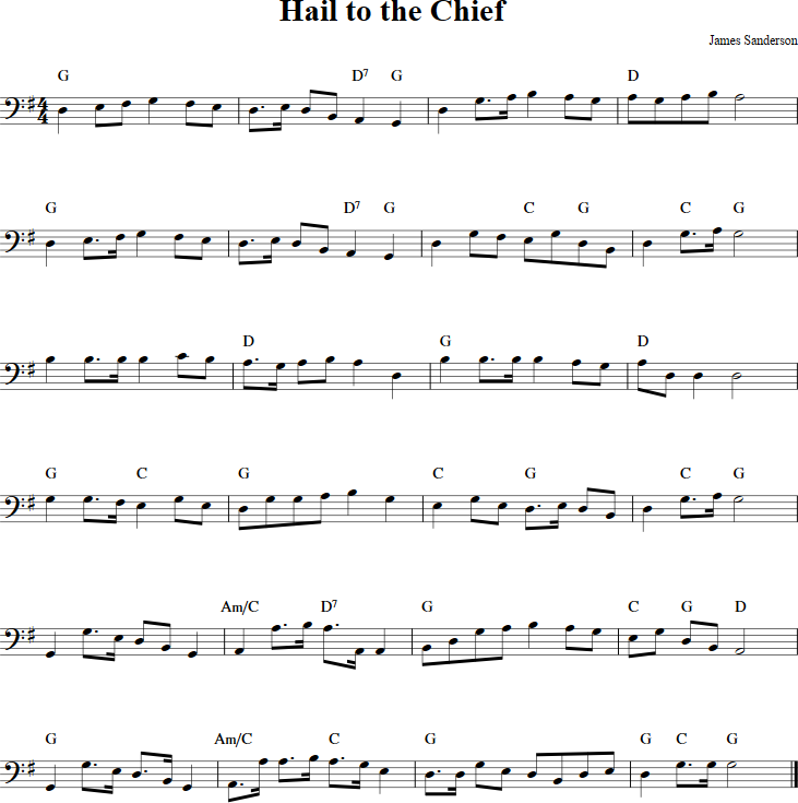 Hail to the Chief Cello Sheet Music