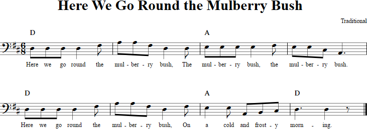 Here We Go Round the Mulberry Bush Cello Sheet Music