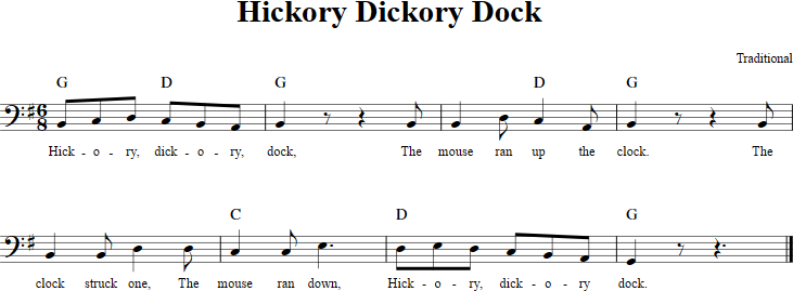 Hickory Dickory Dock Cello Sheet Music