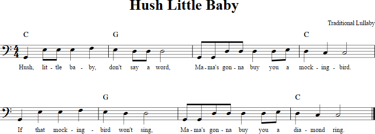 Hush Little Baby Cello Sheet Music