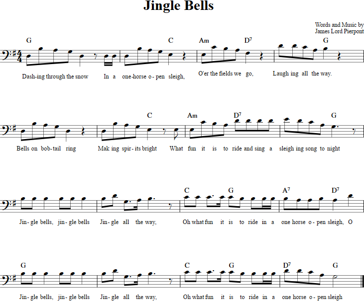 Jingle Bells Cello Sheet Music