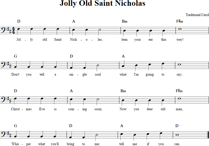 Jolly Old Saint Nicholas Cello Sheet Music