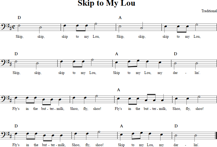 Skip to My Lou Cello Sheet Music