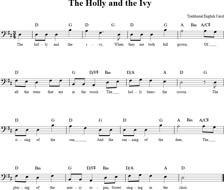 The Holly and the Ivy Cello Sheet Music