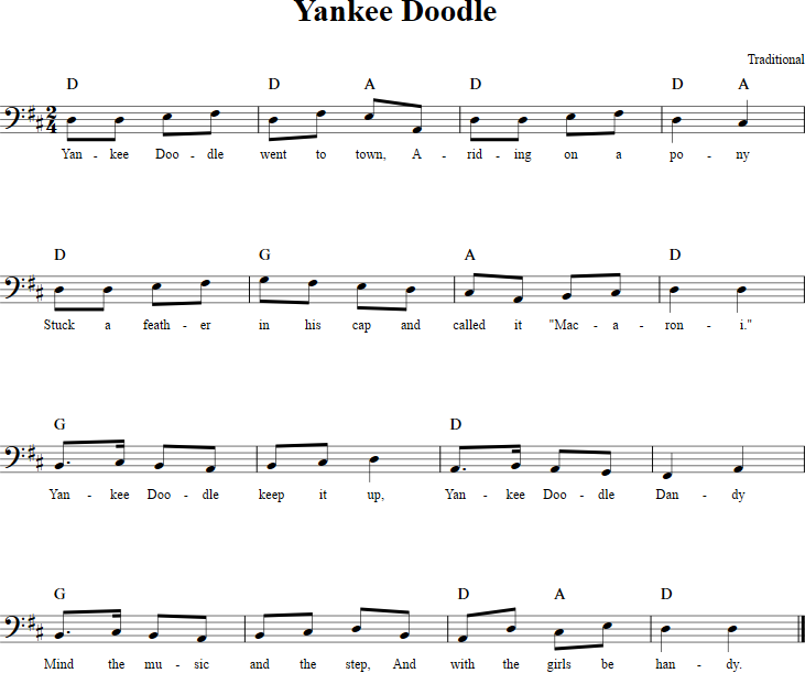 Yankee Doodle Cello Sheet Music